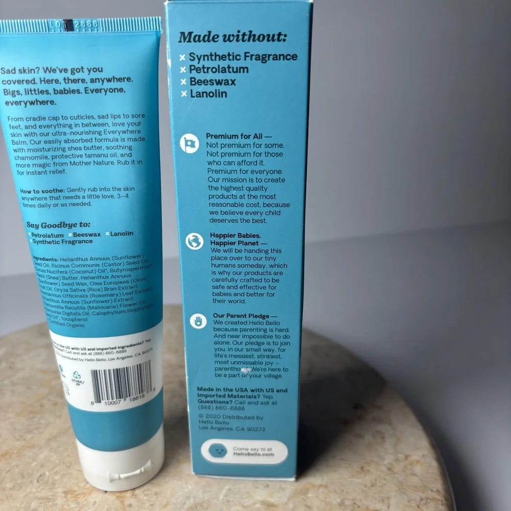 Hello Bello Everywhere Balm 4oz Blue Fragrance-Free Plant-Based Sensitive Skin - Picture 4 of 5